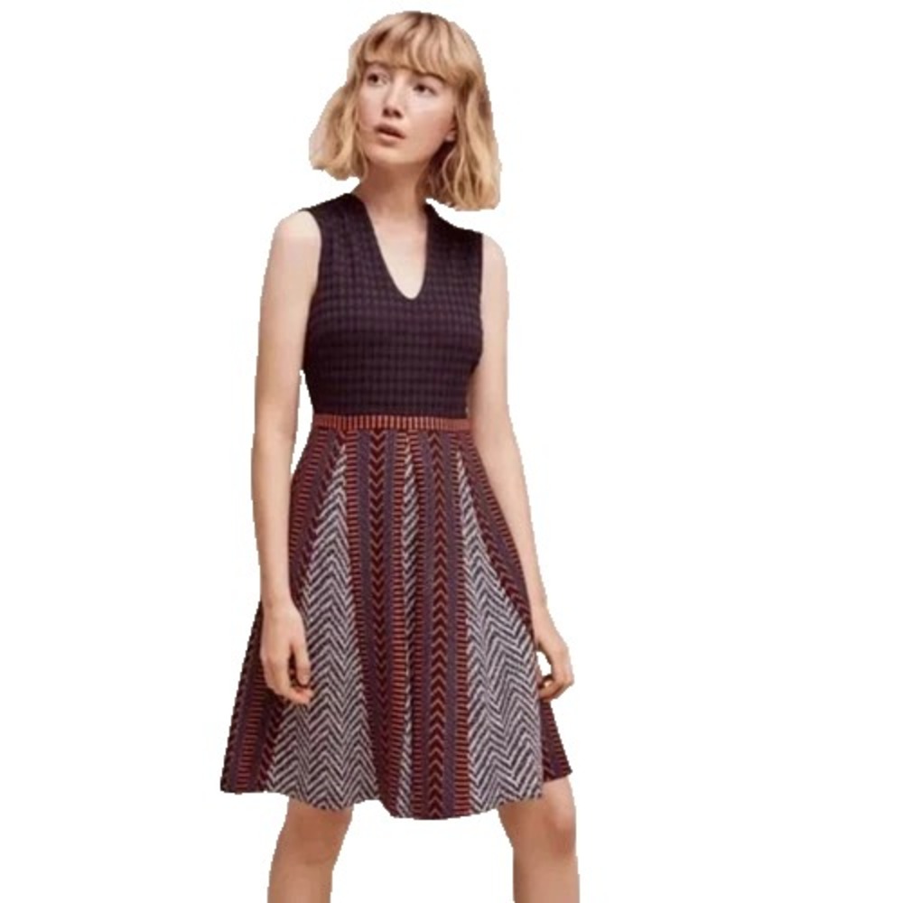 Maeve Black and Red Midi Dress